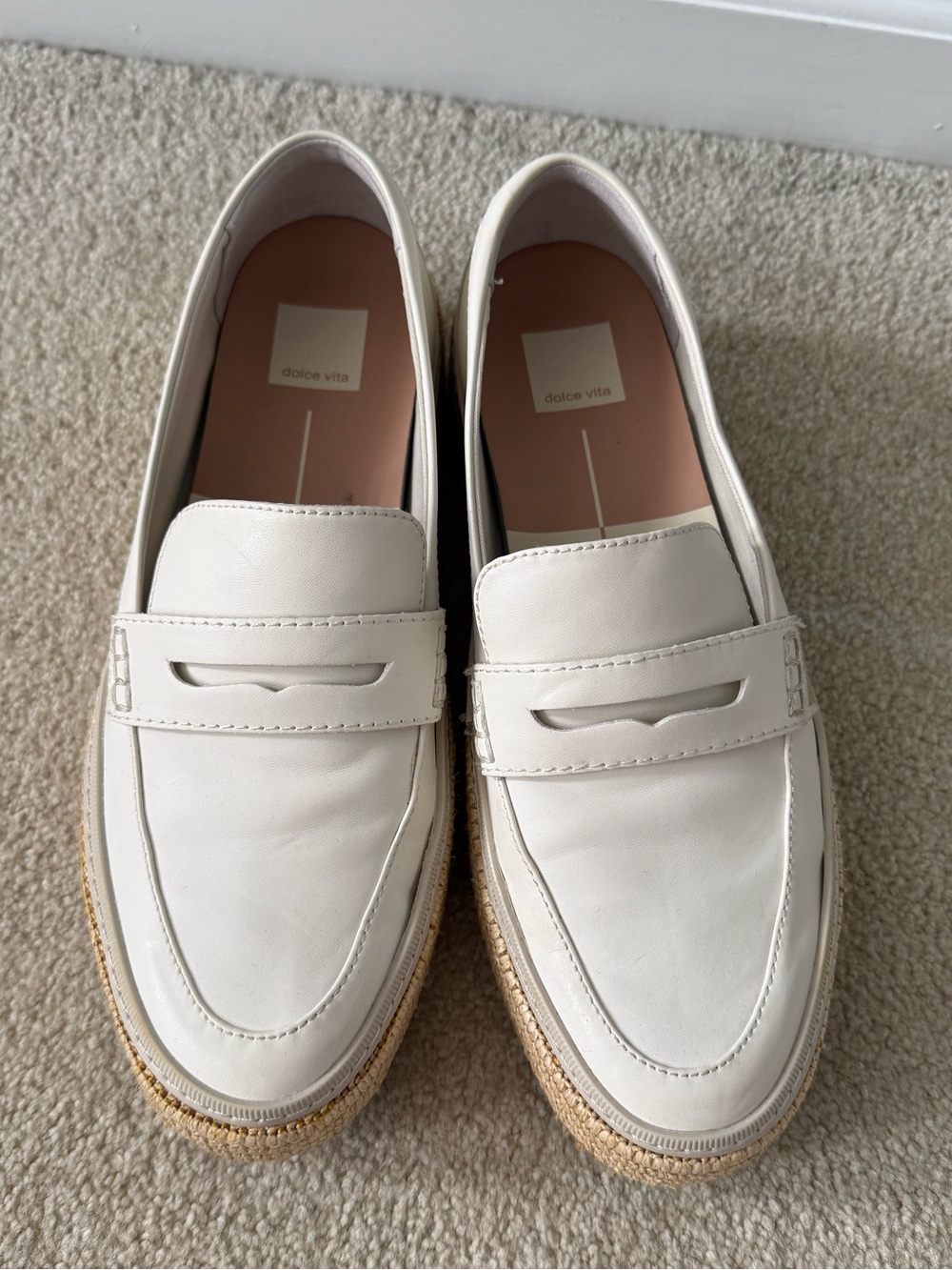 Dolce Vita Rhyne White Leather Penny Loafers